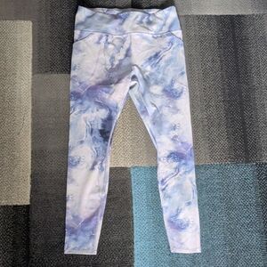 Duluth Trading Co Women's Marble-Print Leggings - Light Blue & Purple